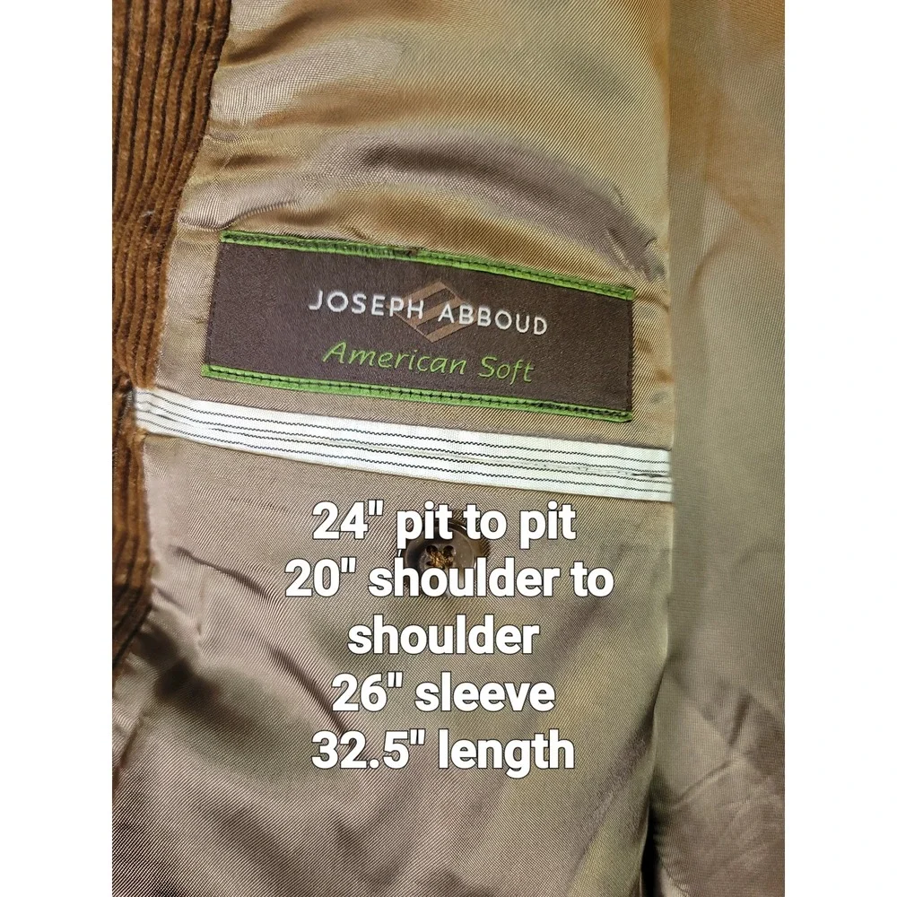 Western Brown Corduroy Blazer Three Button Sport Coat Jacket Camo Lined 46R